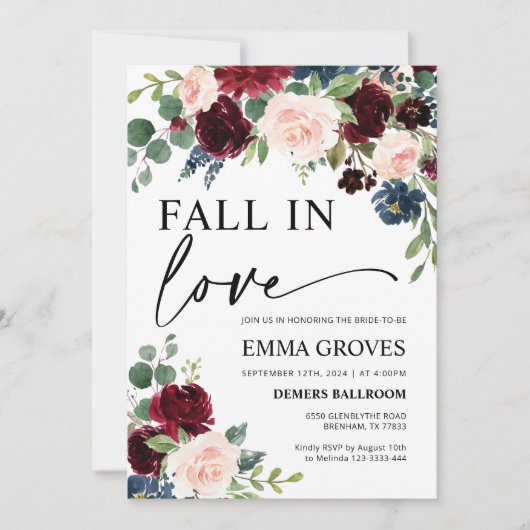 Vrijgezellenfeest Herfst in Liefde Boho Bourgondië Kaart (Voorkant)