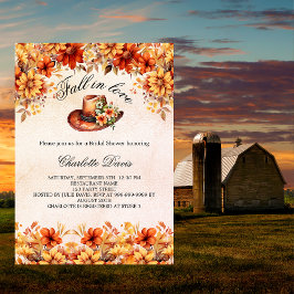 Vrijgezellenfeest herfst in liefde cowgirl oranje  kaart