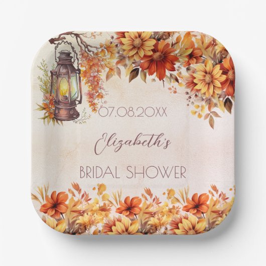 Vrijgezellenfeest herfst sinaasappel Bloemen Rusti Papieren Bordje (Voorkant)