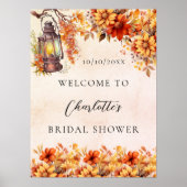 Vrijgezellenfeest herfst sinaasappel bloemen welko poster (Voorkant)