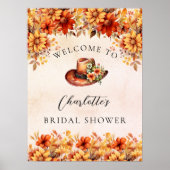 Vrijgezellenfeest herfst sinaasappel Florals Cowgi Poster (Voorkant)