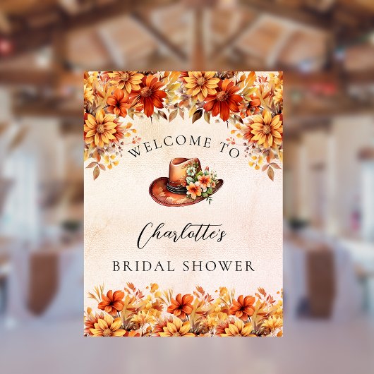 Vrijgezellenfeest herfst sinaasappel Florals Cowgi Poster