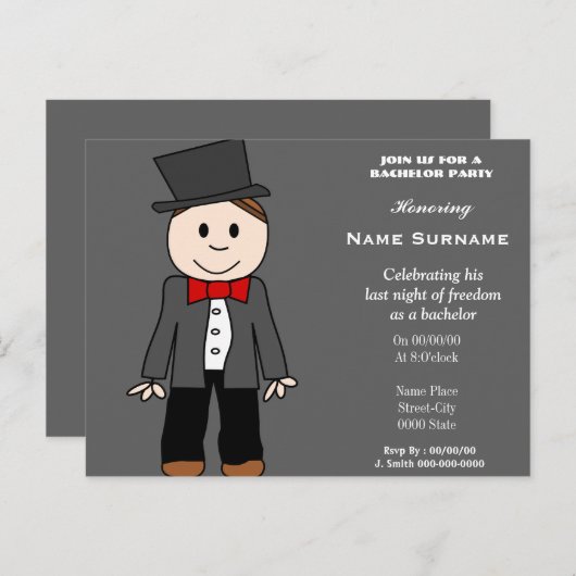 Vrijgezellenfeest, hertenfeest, bruidegom douche.. uitnodiging briefkaart (Voorkant / Achterkant)