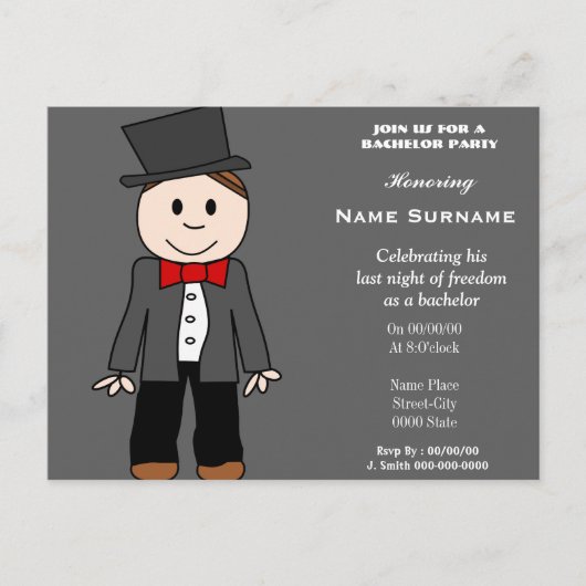 Vrijgezellenfeest, hertenfeest, bruidegom douche.. uitnodiging briefkaart (Voorkant)