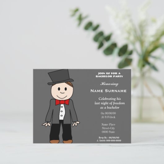 Vrijgezellenfeest, hertenfeest, bruidegom douche.. uitnodiging briefkaart (Staand voorkant)