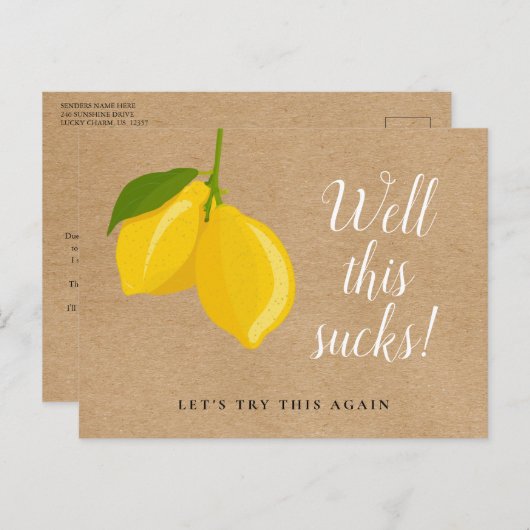 Vrijgezellenfeest Het Datumscript wijzigen Lemons Aankondigingskaart (Voorkant / Achterkant)