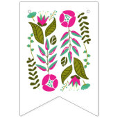 Vrijgezellenfeest hete roze aqua bloemen bruiloft  vlaggetjes (Eerste vlag)