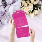 Vrijgezellenfeest hete roze witte sterren RSVP All In One Uitnodiging