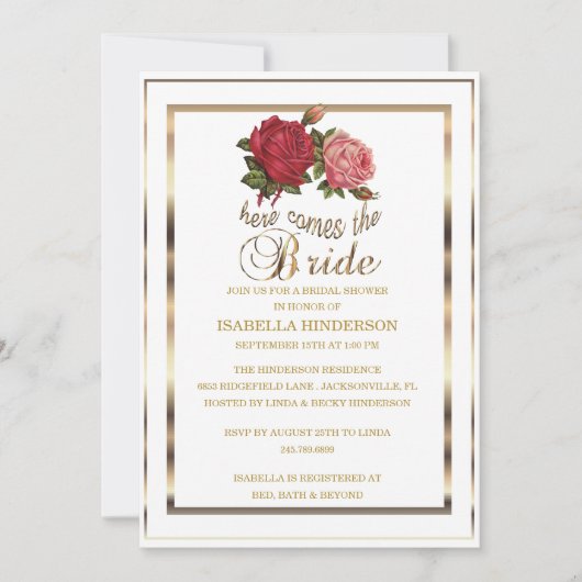 vrijgezellenfeest - Hier komt de Bride - 🌹 🌹 🌹  Kaart (Voorkant)