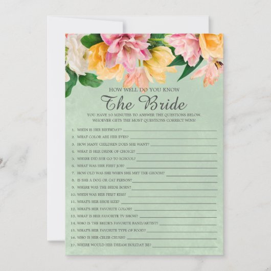 Vrijgezellenfeest hoe goed ken je het spel? kaart (Voorkant)