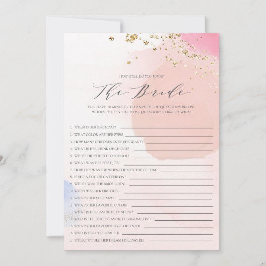 Vrijgezellenfeest hoe goed ken je het spel? kaart (Voorkant)