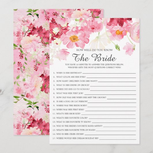 Vrijgezellenfeest hoe goed ken je het spel? kaart (Voorkant / Achterkant)