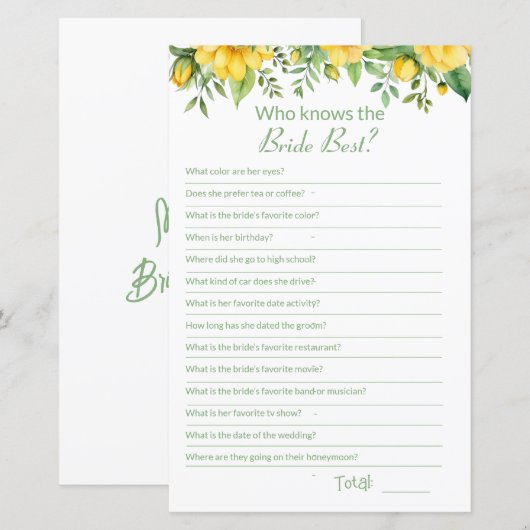 Vrijgezellenfeest Hoe goed ken jij Game Kaart (Voorkant / Achterkant)