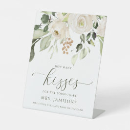 Vrijgezellenfeest Hoeveel Kisses Game White Greene Reclamebord Met Voetstuk