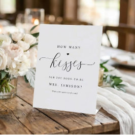 Vrijgezellenfeest hoeveel kussen spel elegant eenv reclamebord met voetstuk