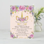 Vrijgezellenfeest Honoreren, eenhoorn, roze, bloem Kaart (Staand voorkant)