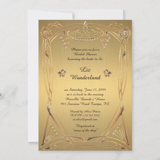 Vrijgezellenfeest Honoring, grote Gatsby, Goud Kaart (Voorkant)