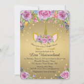 vrijgezellenfeest Honoring, unicorn, metaalgoud, b Kaart (Voorkant)