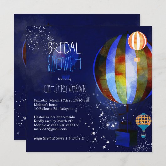 Vrijgezellenfeest 'Hot Air Luchtballons' Starry Ev Kaart (Voorkant / Achterkant)