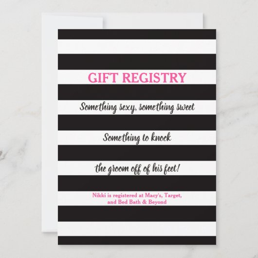 Vrijgezellenfeest Hot Roze Pioenzwart Witte Strepe Kaart (Achterkant)