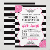 Vrijgezellenfeest Hot Roze Pioenzwart Witte Strepe Kaart (Voorkant / Achterkant)