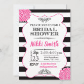 Vrijgezellenfeest Hot Roze Pioenzwart Witte Strepe Kaart (Voorkant)