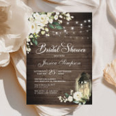 Vrijgezellenfeest hout en witte rozen kaart