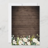 Vrijgezellenfeest hout en witte rozen kaart (Achterkant)