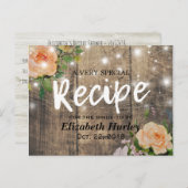Vrijgezellenfeest Hout Floral String Lights Recipe Uitnodiging Briefkaart (Voorkant / Achterkant)
