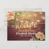 Vrijgezellenfeest Hout Floral String Lights Recipe Uitnodiging Briefkaart (Voorkant / Achterkant)