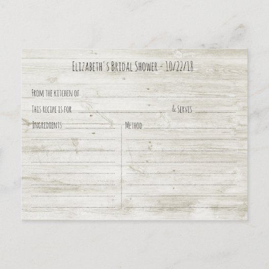 Vrijgezellenfeest Hout Floral String Lights Recipe Uitnodiging Briefkaart (Achterkant)