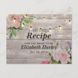 Vrijgezellenfeest Hout Floral String Lights Recipe Uitnodiging Briefkaart