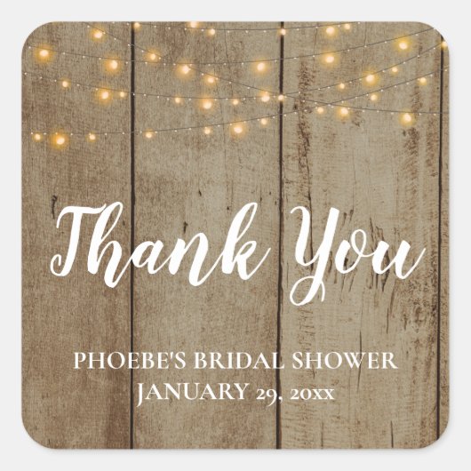 Vrijgezellenfeest Houtreusachtig thema String Ligh Vierkante Sticker (Voorkant)