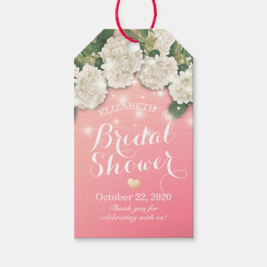 Vrijgezellenfeest Hydrangea Flowers String Lights  Cadeaulabel (Voorkant)