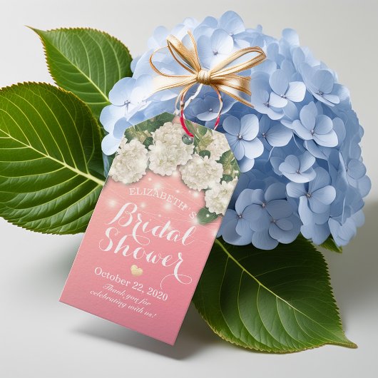 Vrijgezellenfeest Hydrangea Flowers String Lights Cadeaulabel