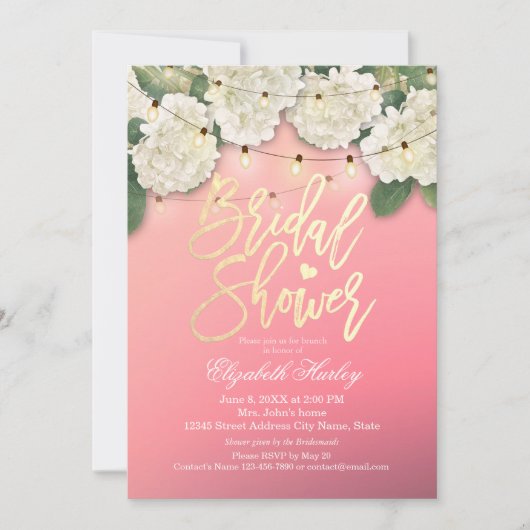 Vrijgezellenfeest Hydrangea Flowers String Lights  Kaart (Voorkant)