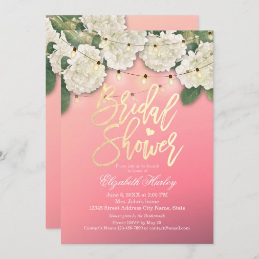 Vrijgezellenfeest Hydrangea Flowers String Lights  Kaart (Voorkant / Achterkant)