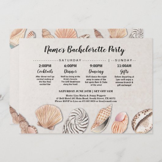 vrijgezellenfeest IJerroute Shells Ocean Beach Wed Kaart (Voorkant / Achterkant)