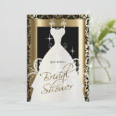 Vrijgezellenfeest in Black Damask & Metallic Gold Kaart (Staand voorkant)