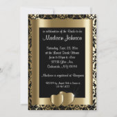 Vrijgezellenfeest in Black Damask & Metallic Gold Kaart (Achterkant)