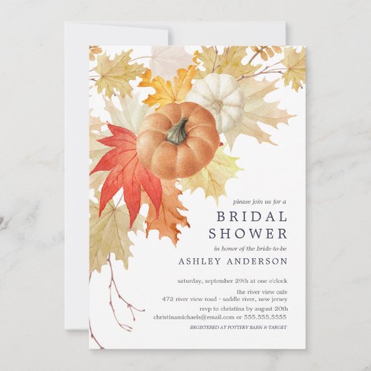 Vrijgezellenfeest in de herfst van bladeren en pom kaart (Voorkant)