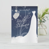 Vrijgezellenfeest in de Navy Blue Floral Satin Kaart (Staand voorkant)