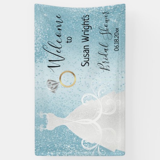 Vrijgezellenfeest in een babyblauw spandoek (Verticaal)