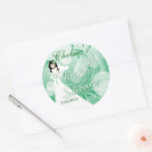 Vrijgezellenfeest in een groen en wit ronde sticker (Envelop)