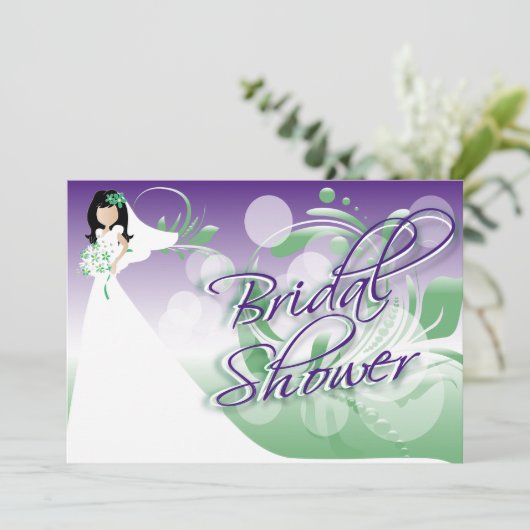 Vrijgezellenfeest in een  groen, Paarse en wit Kaart (Staand voorkant)