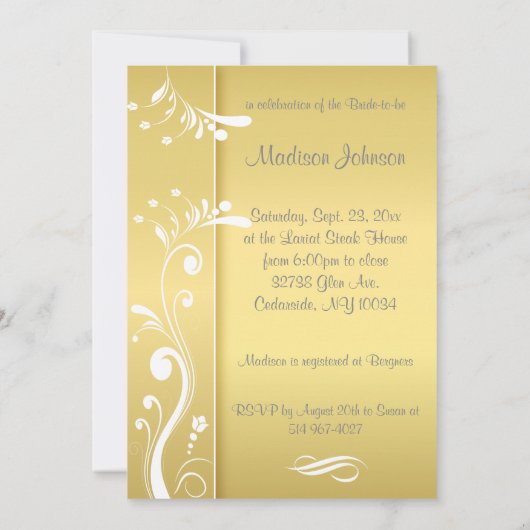 Vrijgezellenfeest in een Mooie Gele Uitnodiging (Achterkant)