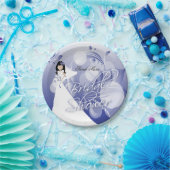 Vrijgezellenfeest in een  Navy Blauw en Wit Papieren Bordje (Feest)