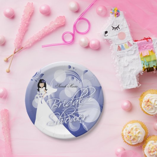 Vrijgezellenfeest in een  Navy Blauw en Wit Papieren Bordje (Feest)