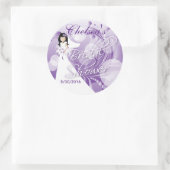 Vrijgezellenfeest in een Paarse en witte Ronde Sticker (Tas)