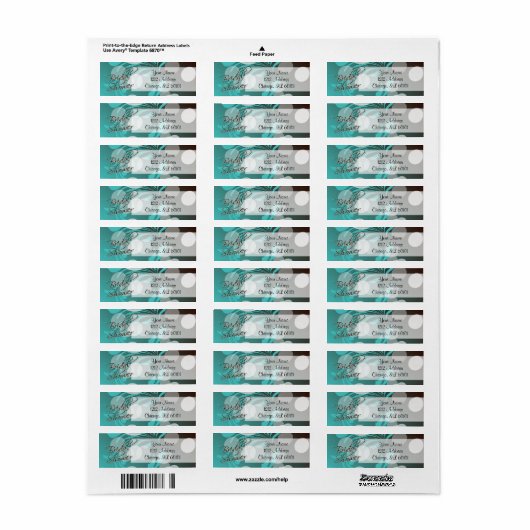 Vrijgezellenfeest in een Turquoise Blauw en Bruin Etiket (Full Sheet)